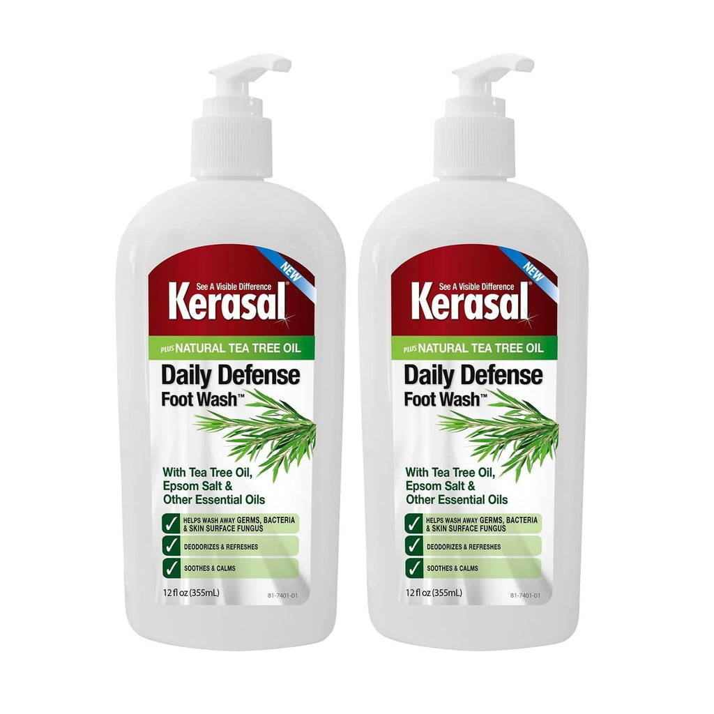 Kerasal Daily Defense Foot Wash, Cleanser, 12 oz | Daily foot cleanser with tea tree oil washes away odor and impurities to help feet feel clean and refreshed.