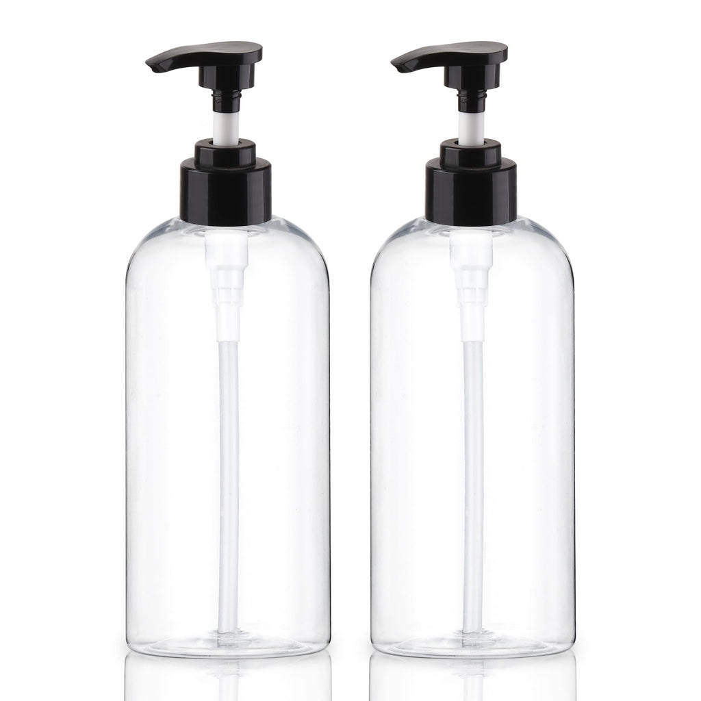 Plastic Pump Bottles Dispenser 2Pack 10oz Shampoo Bottle BPA Free | Empty Pump Bottle Refillable Clear Shampoo Conditioner for Lotion, Liquid Soap, Massage Oil