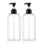 Plastic Pump Bottles Dispenser 2Pack 10oz Shampoo Bottle BPA Free | Empty Pump Bottle Refillable Clear Shampoo Conditioner for Lotion, Liquid Soap, Massage Oil