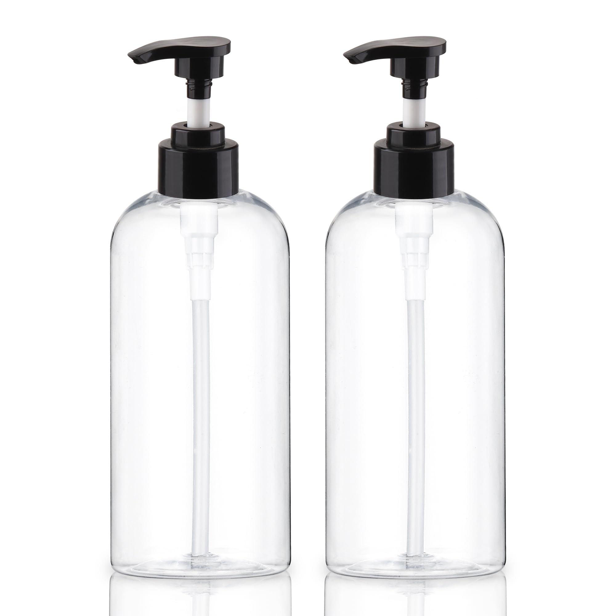 Plastic Pump Bottles Dispenser 2Pack 10oz Shampoo Bottle BPA Free | Empty Pump Bottle Refillable Clear Shampoo Conditioner for Lotion, Liquid Soap, Massage Oil