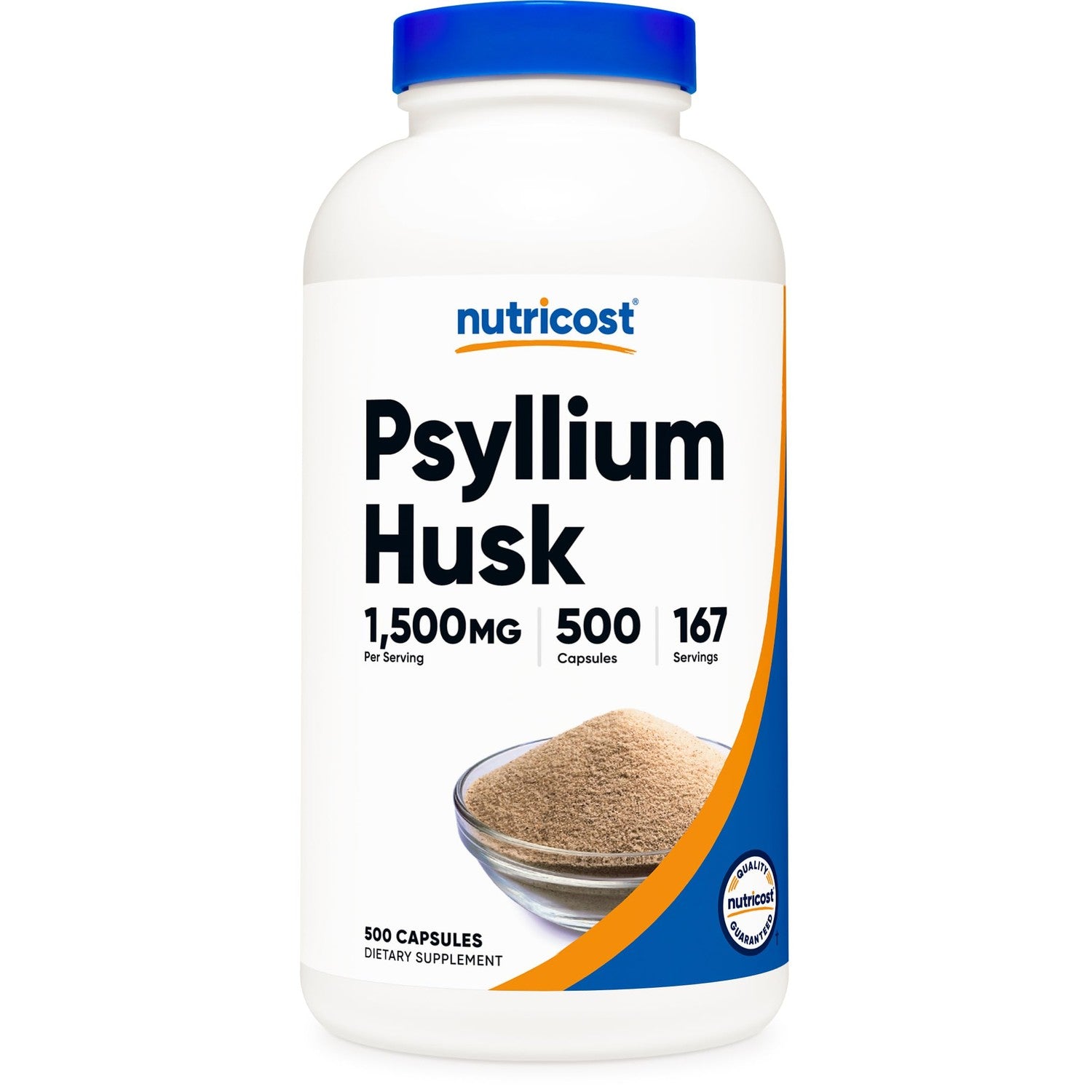 Nutricost Psyllium Husk 1500mg, 500 Capsules, Gluten Free, GMO-Free
