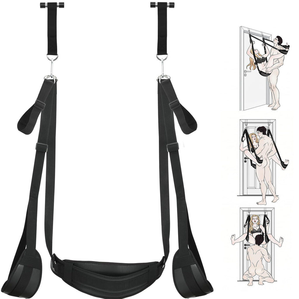 Sex Toys Sex Swing BDSM Bondage Slave Leather Soft Plush Sex Slings with Adjustable Straps, Hanging Door Handcuffs Leg Restraints Spreader Adult Toys for Couple