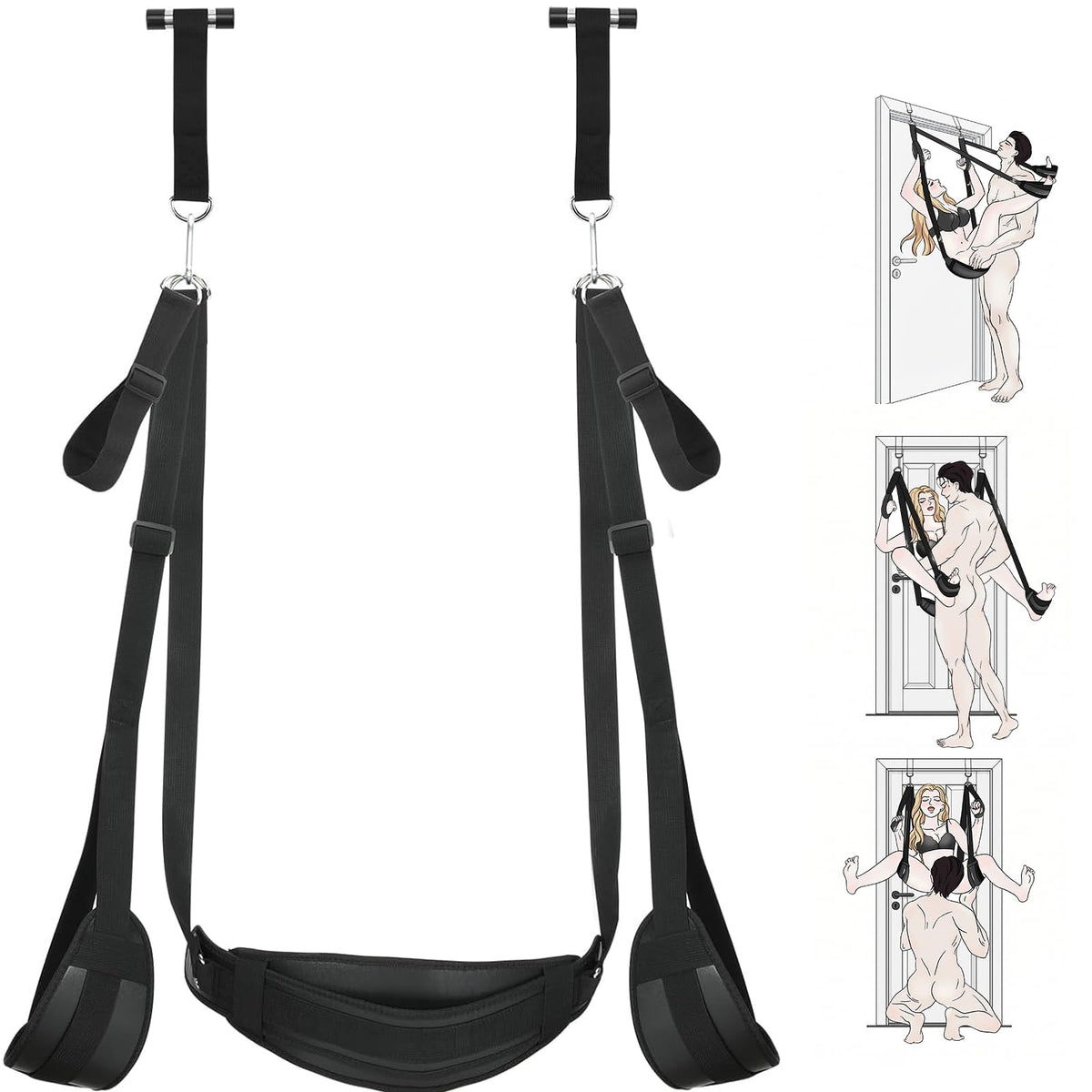 Sex Toys Sex Swing BDSM Bondage Slave Leather Soft Plush Sex Slings with Adjustable Straps, Hanging Door Handcuffs Leg Restraints Spreader Adult Toys for Couple