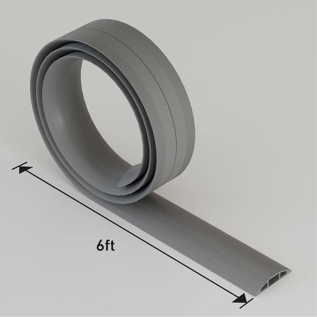 Buy now D-Line 6ft Floor Cord Cover, Cable Channel, Protect Cords, Prevent Trips - 0.63" W x 0.31" H - Gray at indiglob india