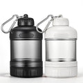 2 Pcs Protein Powder Container to Go, Portable Protein Powder Dispenser with 2 Stackable, Suit for Workout, Fitness, Travel（Black & White）