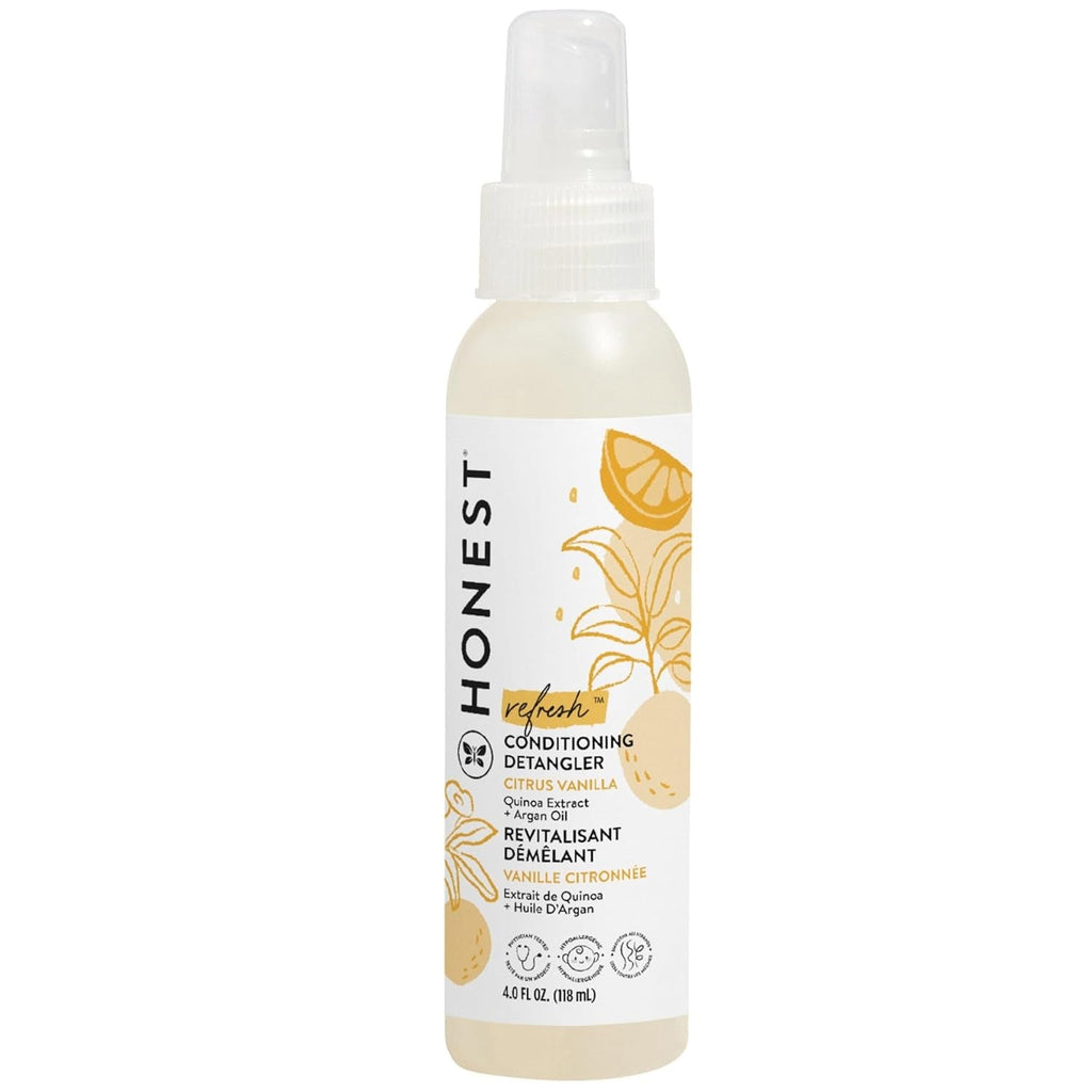 Buy now The Honest Company Conditioning Hair Detangler, Tear-Free Hypoallergenic Leave-In Conditioner and Fortifying Spray, Citrus Vanilla Refresh, 4 fl oz 4 Fl Oz (Pack of 1) Citrus Vanilla Refresh at indiglob india