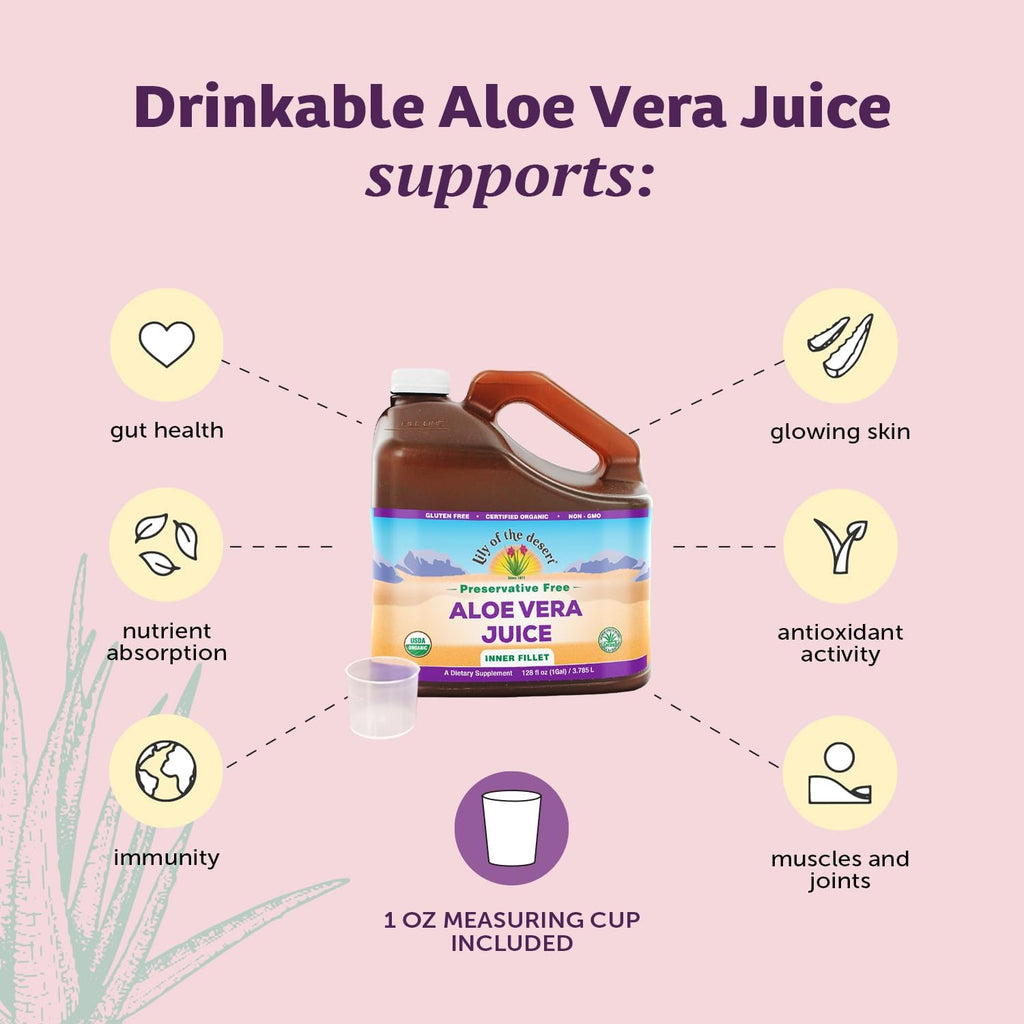 Lily of the Desert Aloe Vera Juice, Inner Fillet, Gallon Jug, 128 Fl Oz
