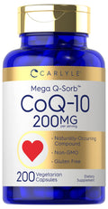 Carlyle CoQ10 200mg | 200 Capsules | Mega Q-Sorb Coenzyme Q-10