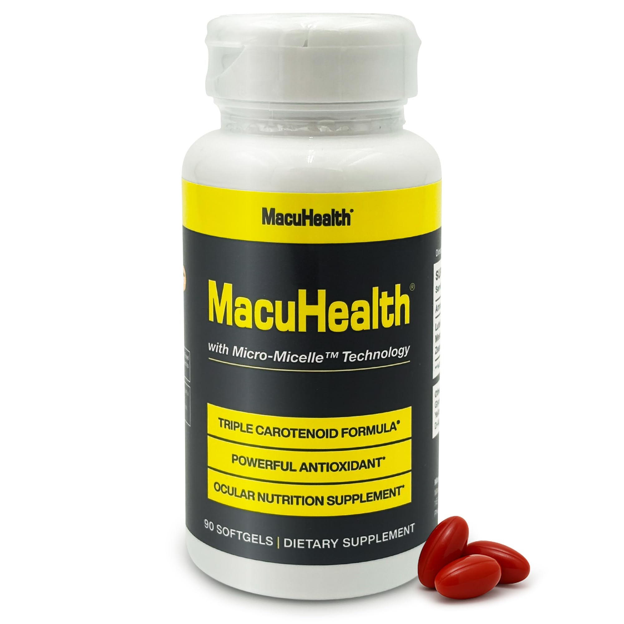 Macuhealth Triple Carotenoid Formula - Eye Vitamins for Adults | 90 softgels, 3 months supply, Advanced Eye Support & Health Eye Formula, triple carotenoid, micro micelle, softygels