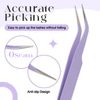 WENDY LASHES Tweezers for Eyelash Extensions, Lash Applicator Tool Purple | Precision Tip, Stainless Steel, Anti-slip Grip, Professional Grade