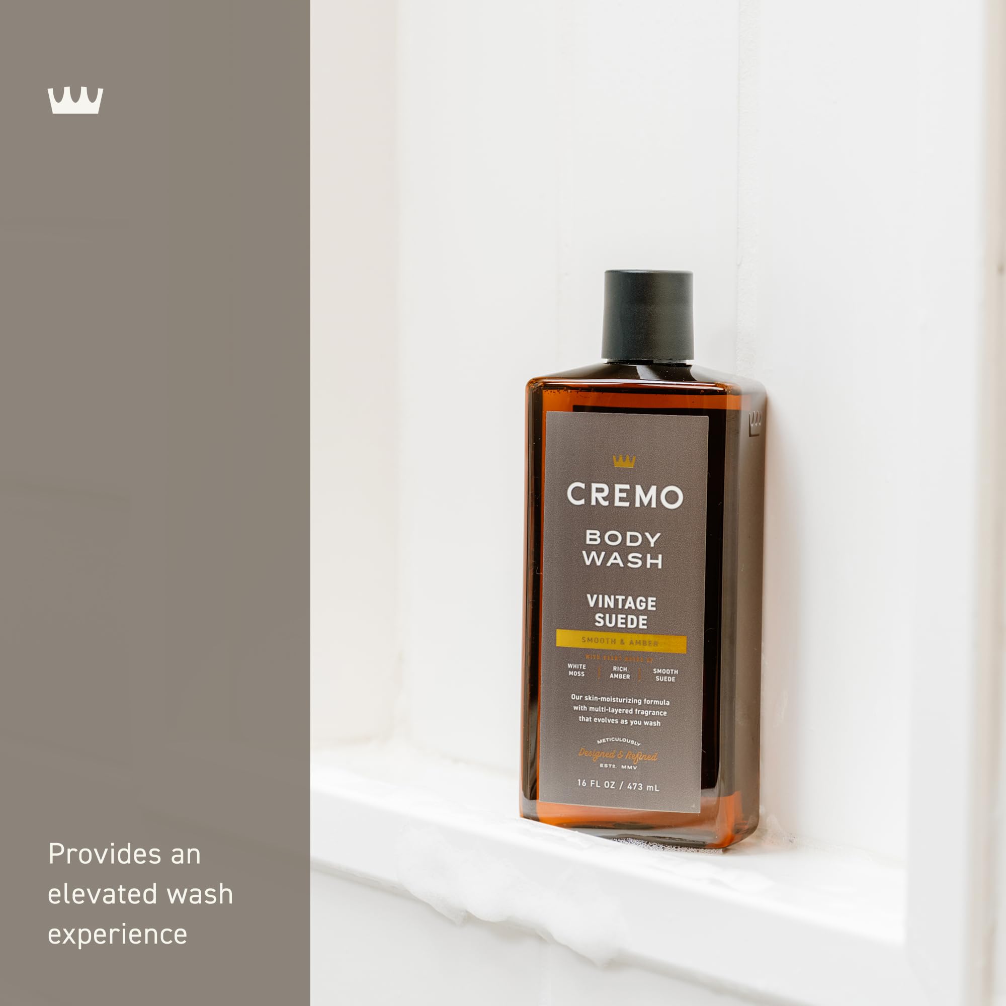Buy now Cremo Body Wash Men, A Vintage Suede with Notes of White Moss and Rich Amber, 16 Fl Oz at indiglob india