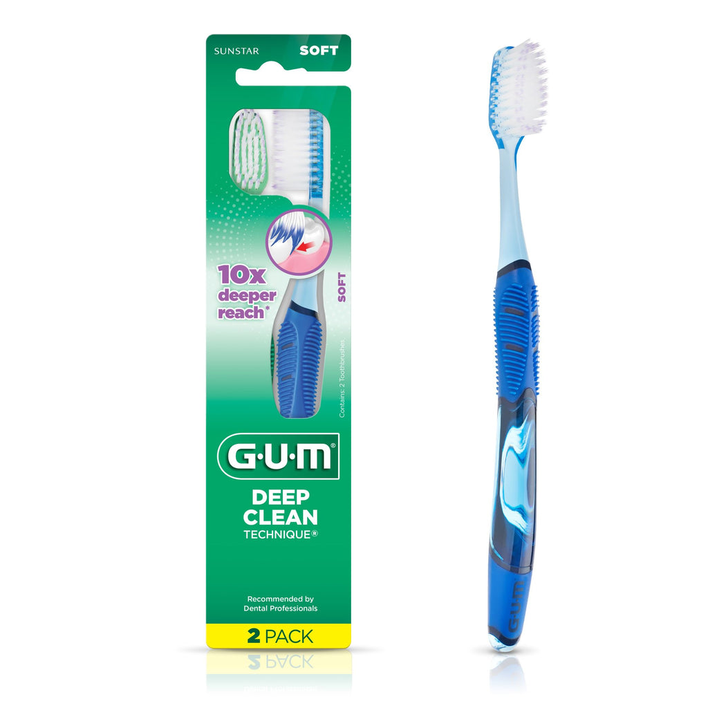 GUM Deep Clean Technique Soft Toothbrush, Full Head, 2 Count