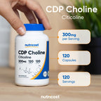 Nutricost CDP Choline (Citicoline) 300mg, 120 Vegetarian Capsules, GMO-Free | Gluten Free
