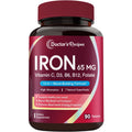 Doctor's Recipes Iron Supplement for Women & Men, Iron 65 mg with Vitamin C, D3, B6, B12, Folate, Beet Root, Pumpkin Seeds, for Energy & Red Blood Cell Support, 90 Tablets