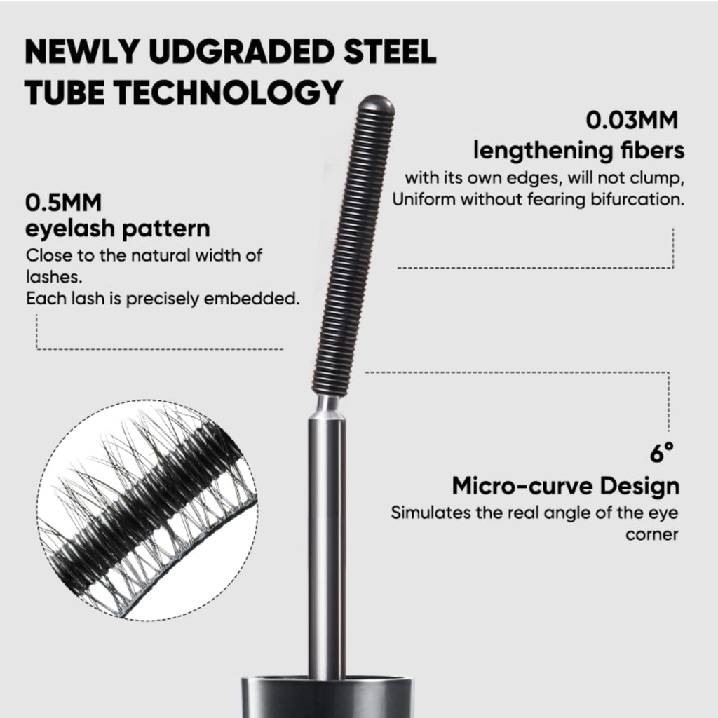 JUDYDOLL Waterproof Mascara features upgraded steel tube technology for curling and lengthening lashes with precision.