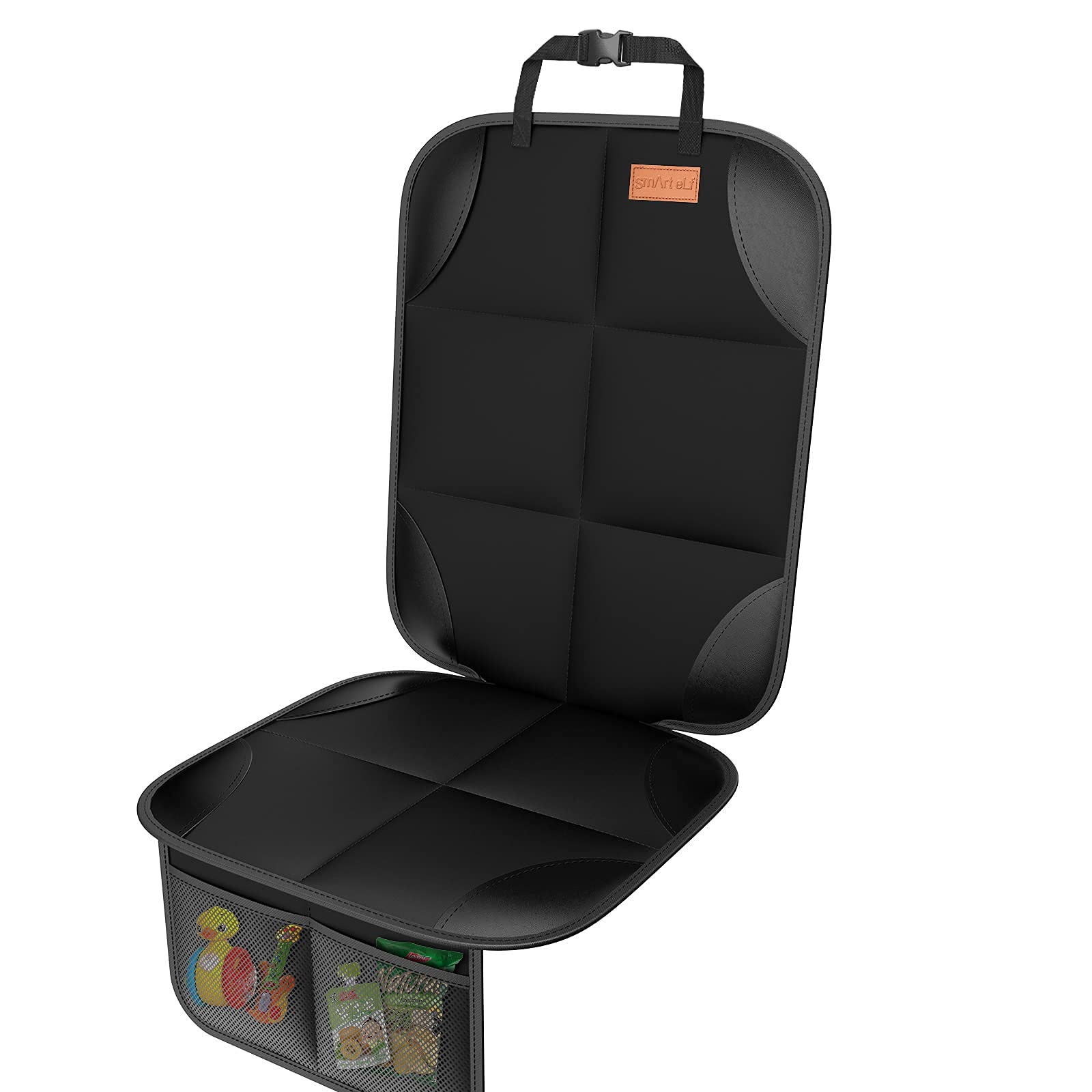 Buy now SMART ELF Car Seat Protector, 2Pack Seat Protector Protect Child Seats with Thickest Padding and Non-Slip Backing Mesh Pockets for Baby and Pet,Sedan SUV Truck (Black) 1PS Thick Black at indiglob india