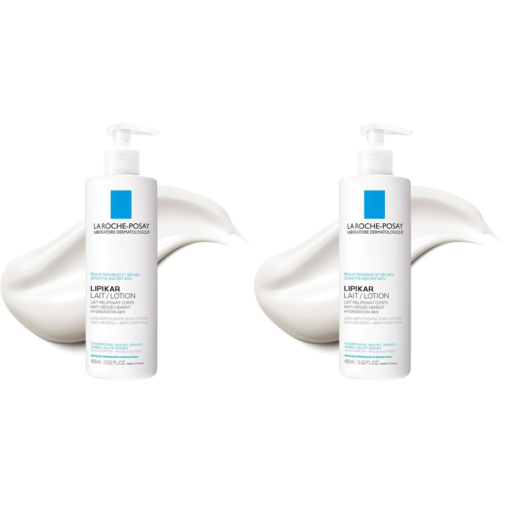 La Roche-Posay Lipikar Moisturizing Body Lotion for Dry Skin, 13.5oz | Fragrance free daily body moisturizer cream with shea butter for sensitive skin. Repairs dry, sensitive skin.
