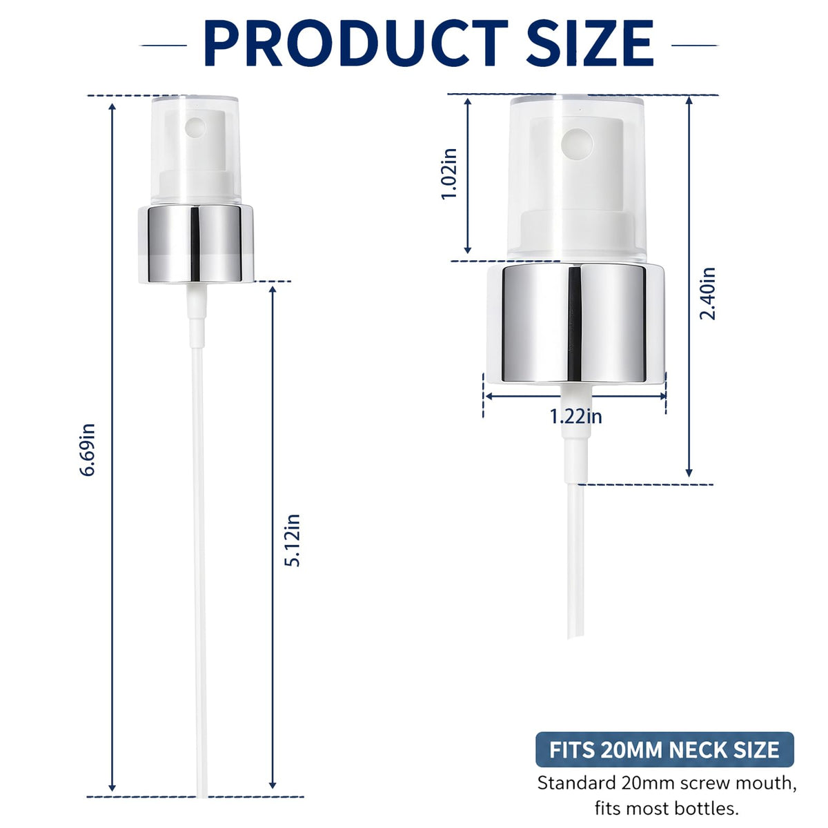 Spray cap for the ordinary glycolic acid Bright silver 2pcs Uniform spray