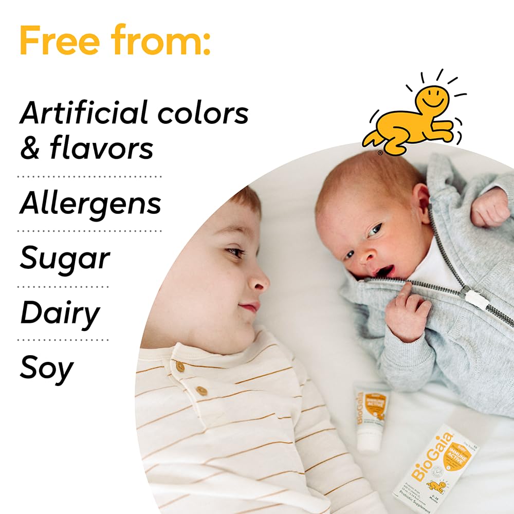 BioGaia Immune Active Baby Probiotic Drops + Vitamin D | Immune & Digestive | Pediatrician-Recommended | Supports Immune Health | Promotes Digestive Health & Regularity | Baby & Toddlers | 5mL