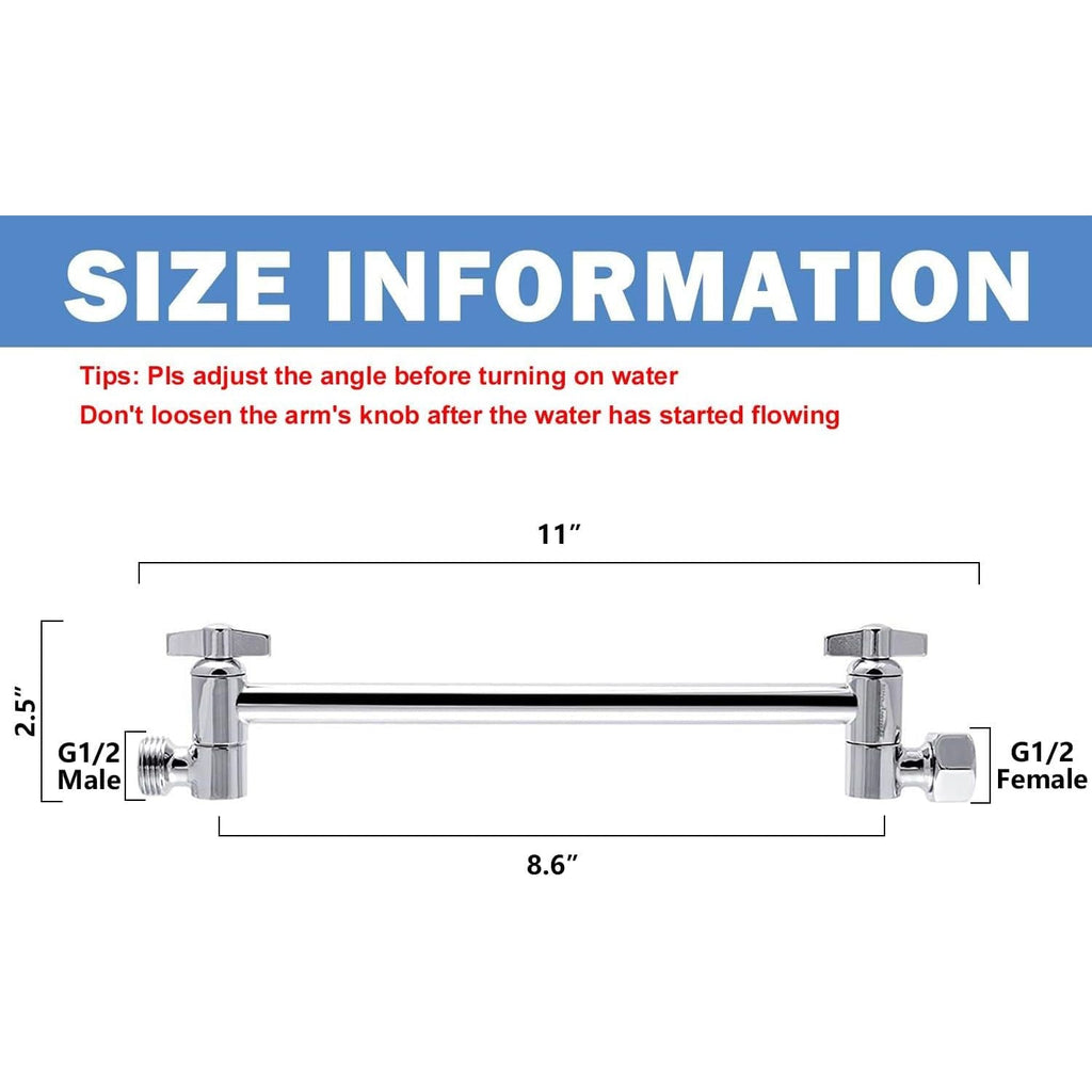Buy now NearMoon Adjustable Shower Arm Universal Connection, Extension Arm, Adjust Angle to Upgrade Shower Experience, Easy to Install, Anti-leak (11 Inch, Chrome Finish) at indiglob india