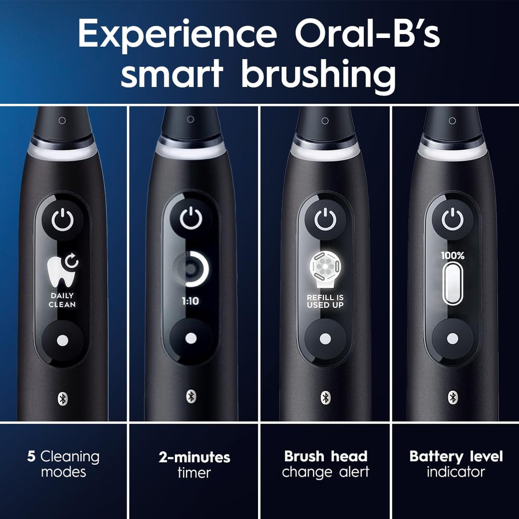 Buy now Oral-B iO Deep Clean + Protect Rechargeable Electric Toothbrush, Black, iO Series 7, 2 Replacement Brush Heads, Charging Travel Case at indiglob india