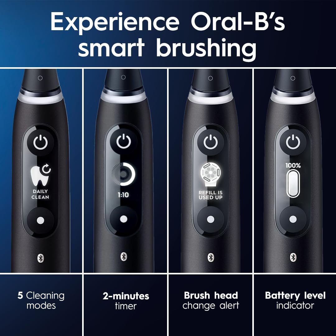 Buy now Oral-B iO Deep Clean + Protect Rechargeable Electric Toothbrush, Black, iO Series 7, 2 Replacement Brush Heads, Charging Travel Case at indiglob india
