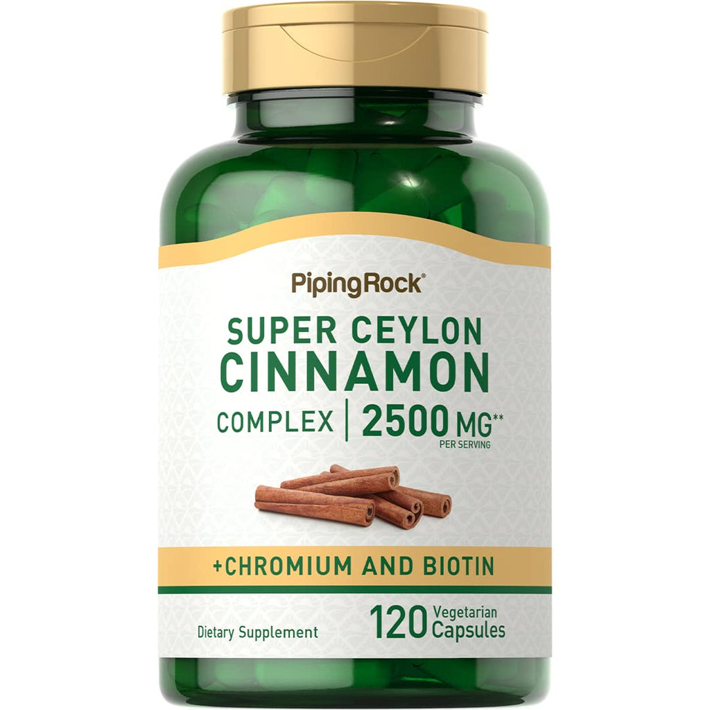 Piping Rock Super Ceylon Cinnamon Complex Capsules | 240 Powder Pills | Extract Supplement with Chromium and Biotin | Vegetarian, Non-GMO, Gluten Free