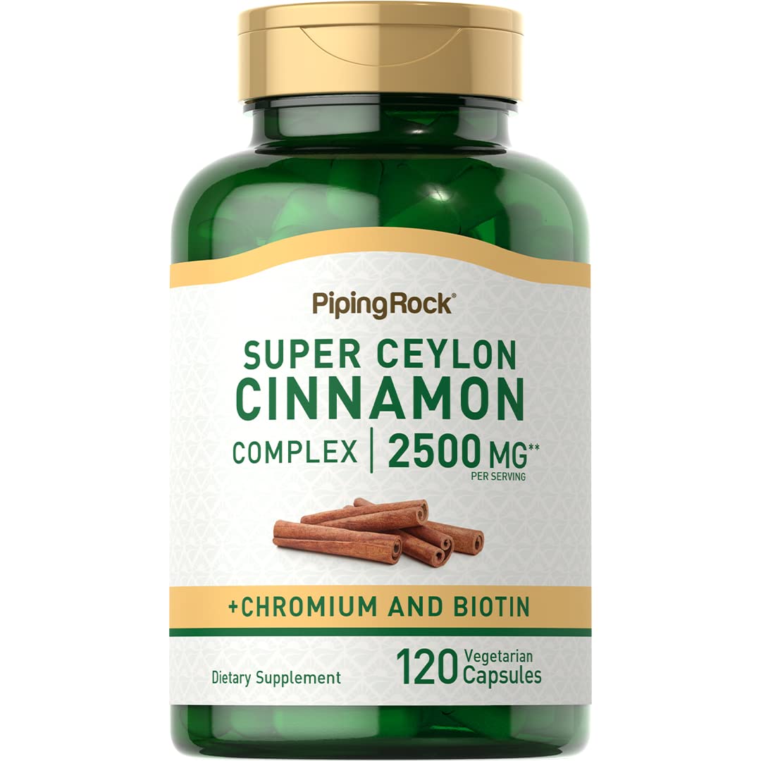Piping Rock Super Ceylon Cinnamon Complex Capsules | 240 Powder Pills | Extract Supplement with Chromium and Biotin | Vegetarian, Non-GMO, Gluten Free