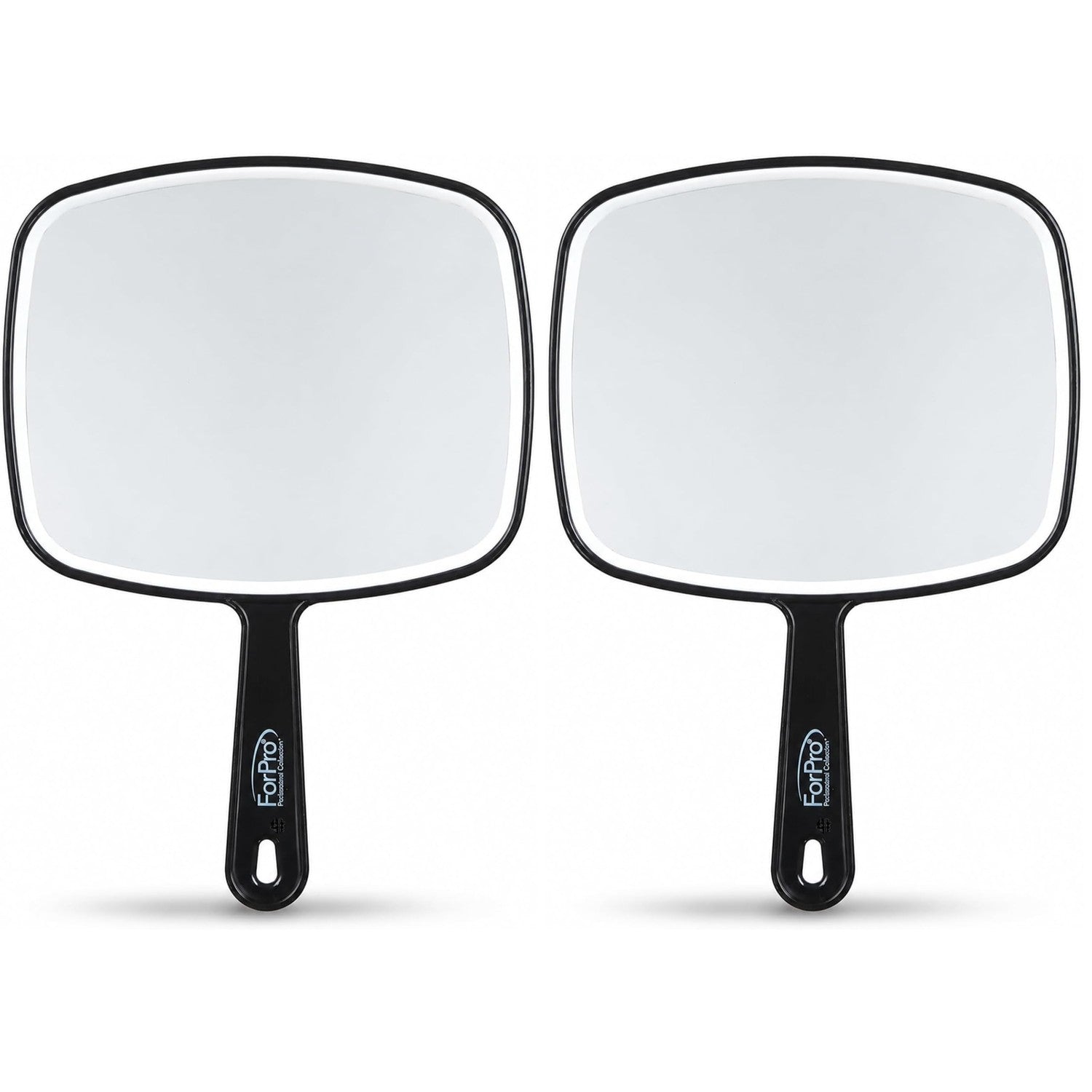 ForPro Professional Collection Extra Large Hand Mirror with Handle, 9" W x 12" L, Multi-Purpose Handheld Mirror with Distortion-Free Reflection, Black (Pack of 2)