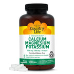 Country Life Target-Mins Calcium Magnesium Potassium, 180 Tablets | 500 mg calcium, 500 mg magnesium and 99 mg potassium per 2-tablet serving; certified gluten-free