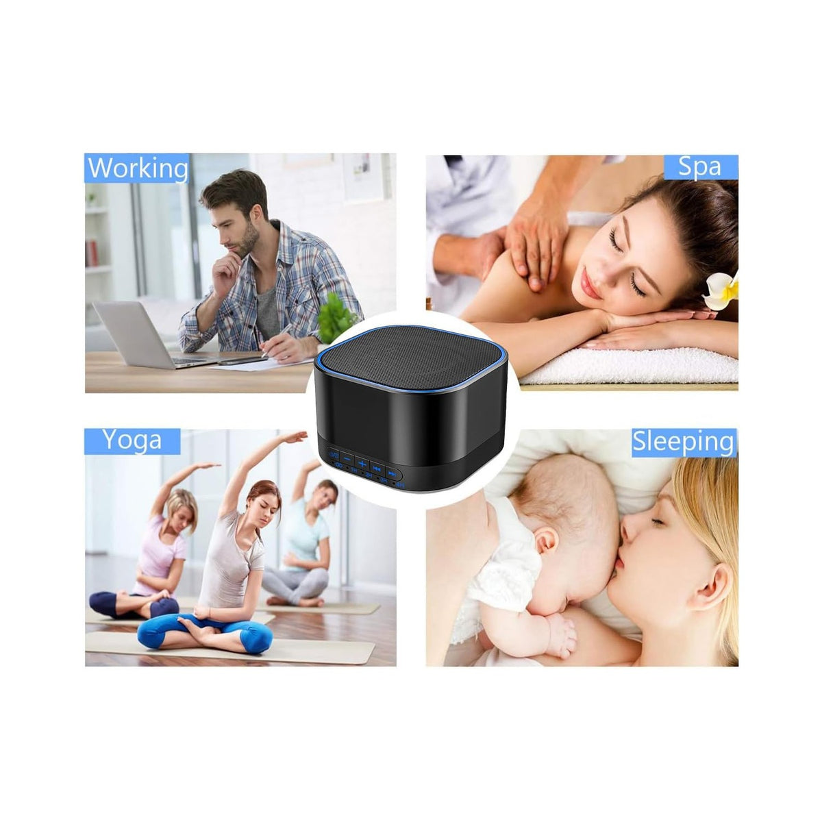 Magicteam Sound White Noise Machine with 20 Non Looping Natural Soothing Sounds and Memory Function 32 Levels of Volume Powered by AC or USB and Sleep Sound Timer Therapy for Baby Kids Adults