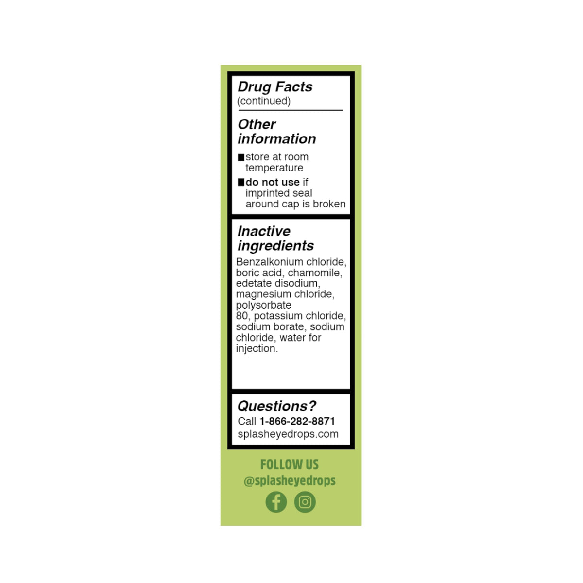 Splash Refresh Soothing Eyes Drops for Tired Eyes, Contains Chamomile, Daily Use 0.5 Fl Oz Bottle (Pack of 1)