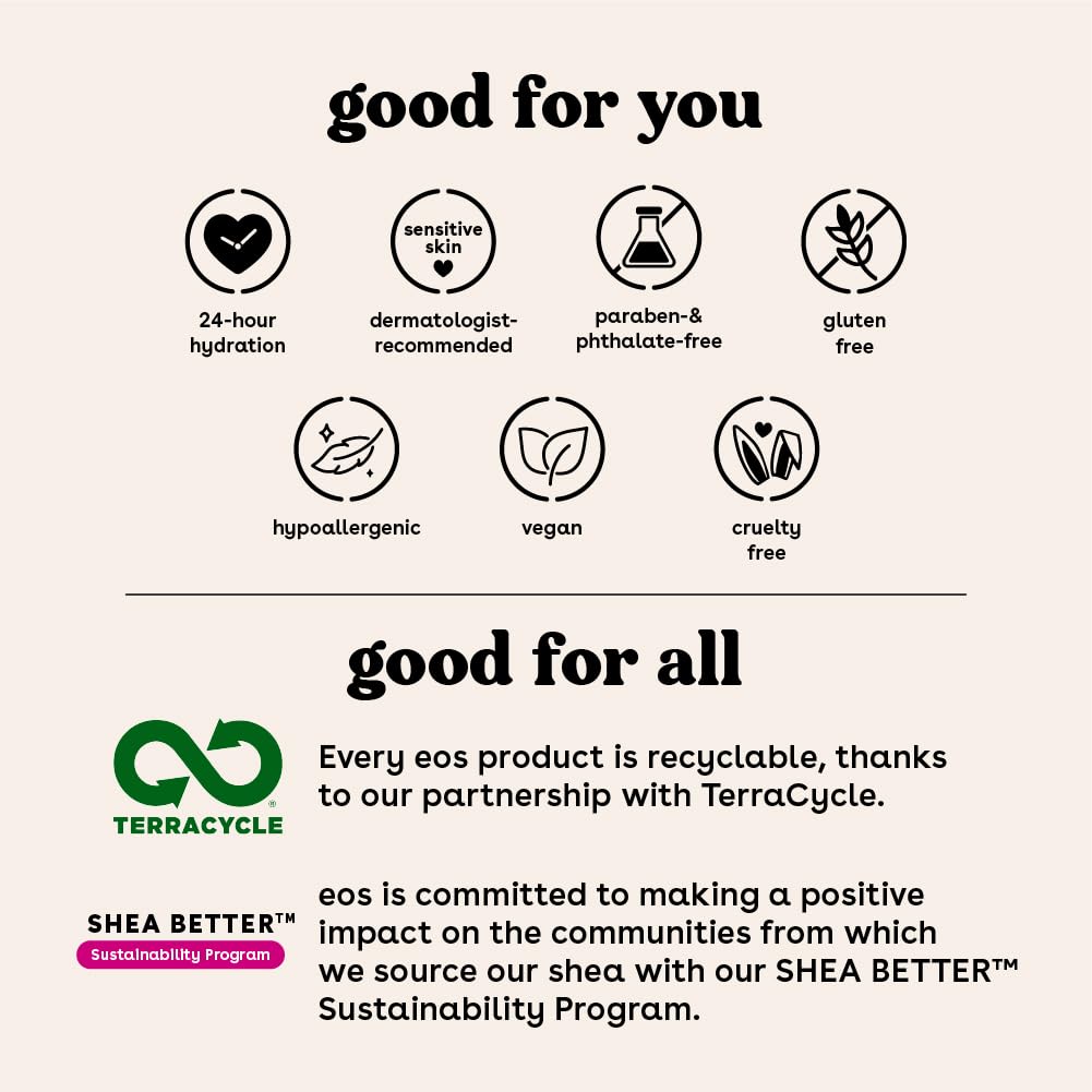 eos Cashmere Body Oil, Vanilla Cashmere, 24 Hour Moisture, Plant-Based Squalane to Soothe, Soften and Smooth Dry Skin, 6 fl oz