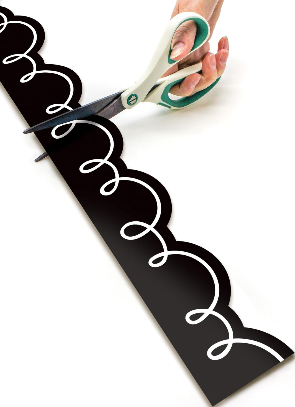 Teacher Created Resources Black with White Squiggles Die-Cut Rolled Border Trim - 50ft - Decorate Bulletin Boards, Walls, Desks, Windows, Doors, Lockers, Schools, Classrooms, Homeschool & Offices