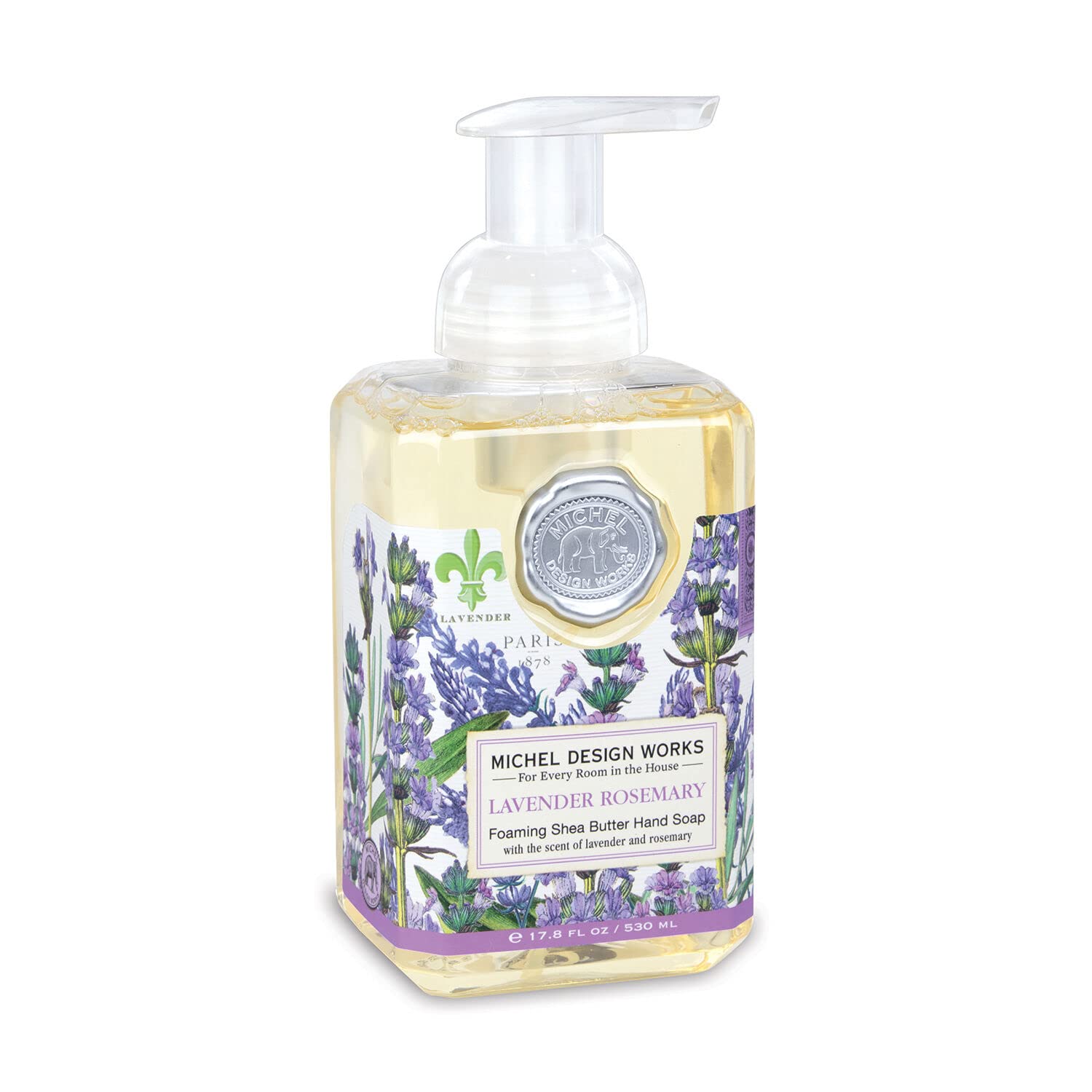 Michel Design Works Foaming Hand Soap, Lavender Rosemary, with Soap Dispenser, 1-Pack, 17.8 Fl oz Each