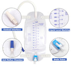 3 Pack Catheter Bags, Premium Easy-Tap Leg Bag Urinary Drainage Bag, 32 Oz with 3 18” Tubing, Anti-Reflux Valve, with Cloth Straps to Attach to Your Foot, Advanced Flip Drain for EZ Disposal