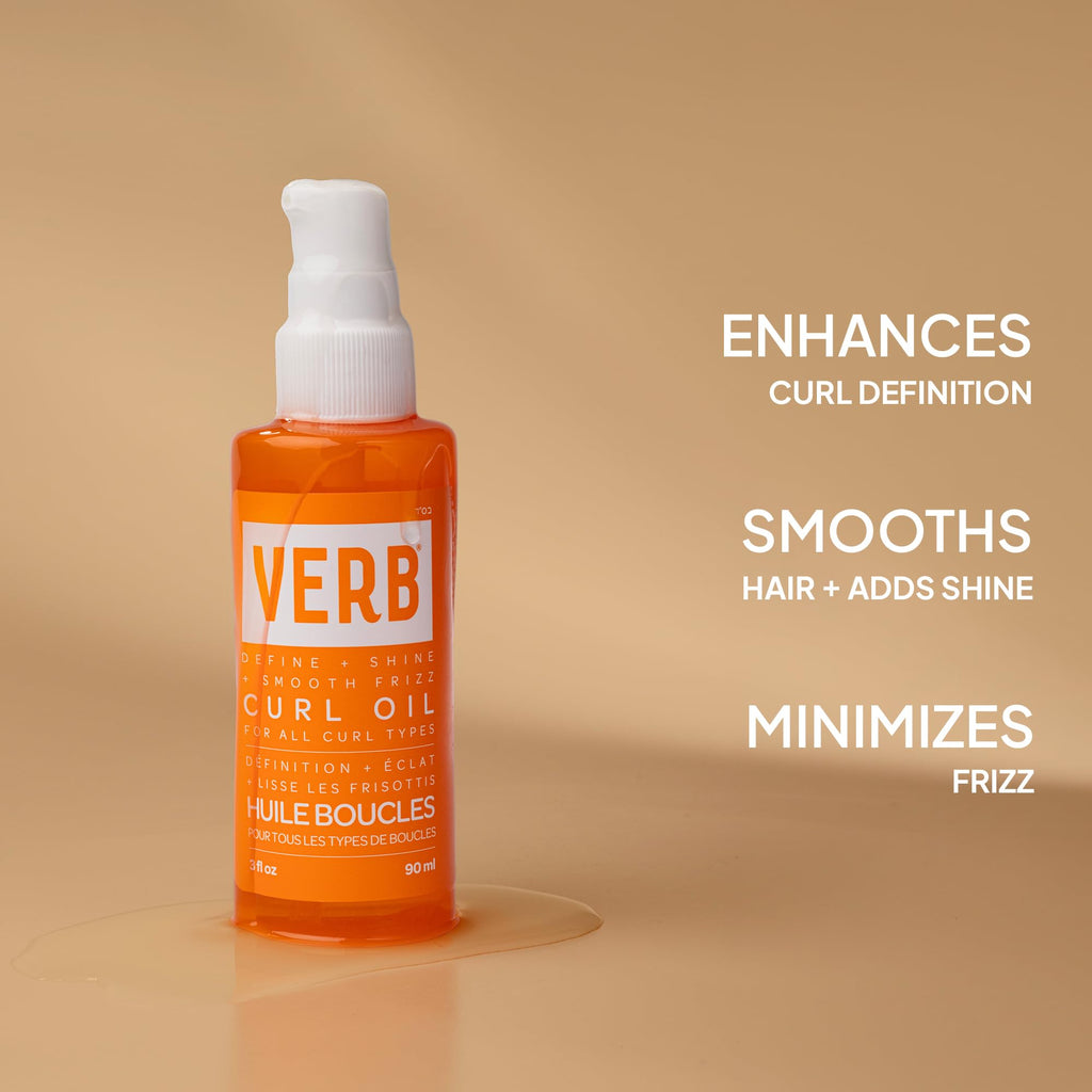 VERB Curl Oil for Waves, Curls, Coils, 3 fl oz, Frizz-Free Definition Serum