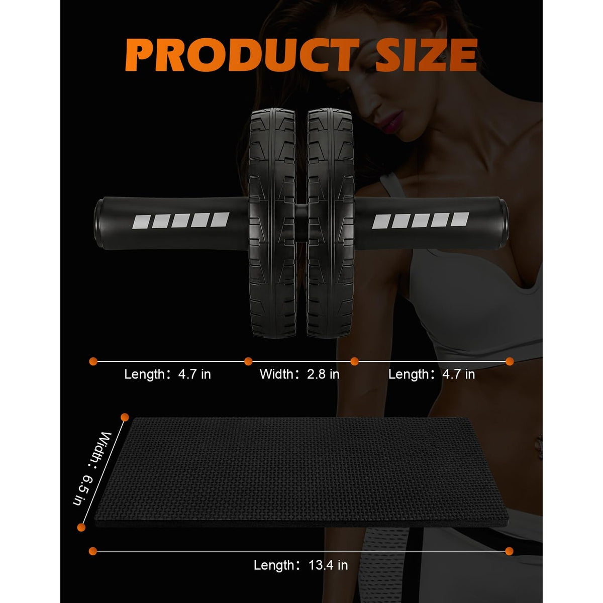 Upgraded Ab Roller Wheel, Abdominal Core Workout Equipment for Home Gym with Knee Pad, Full Body Strength Training Fitness Tool for Men and Women