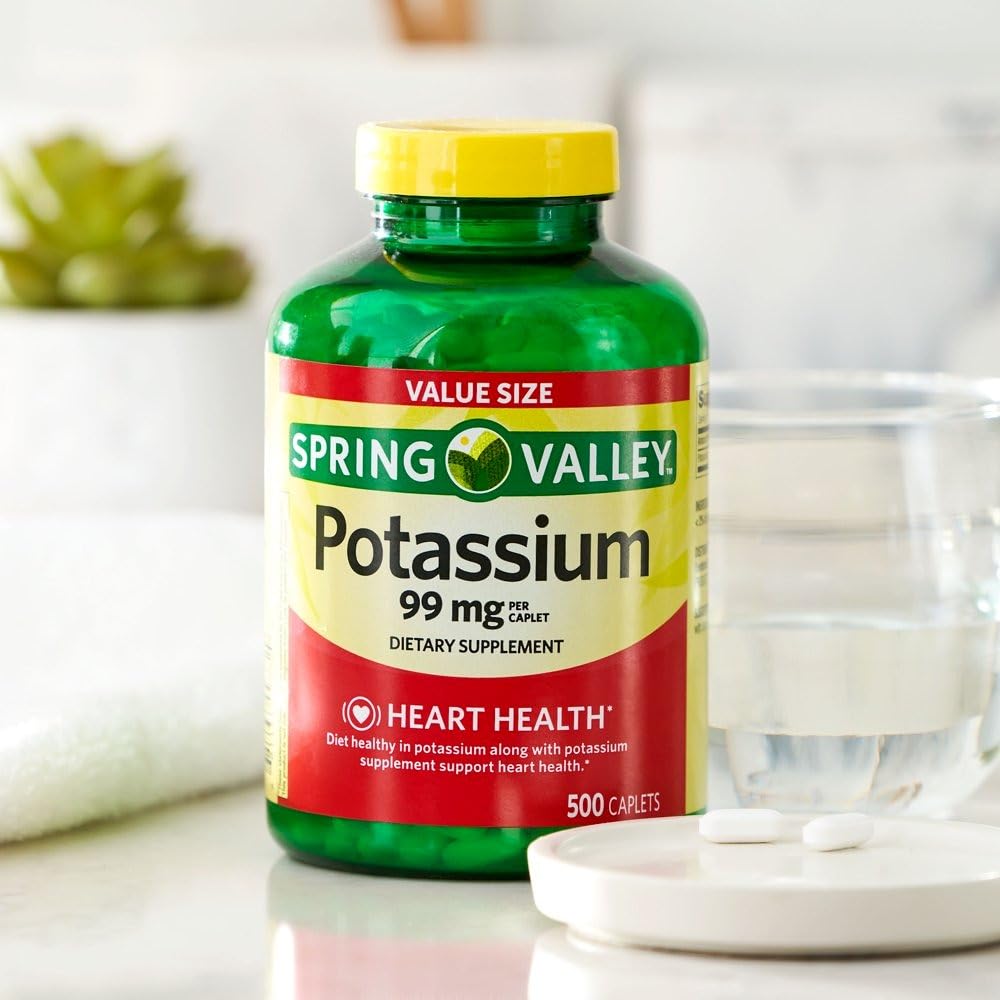 ikj Potassium Caplets Dietary Supplement Value Size, 99 Mg, 500 Count