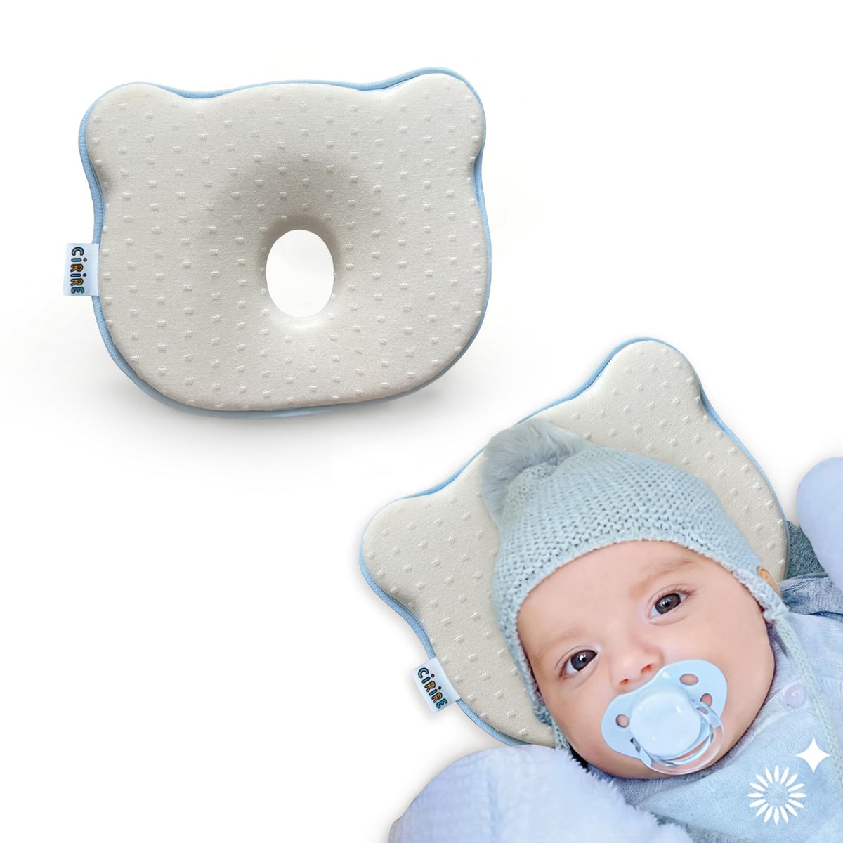 Memory Foam Baby Cushion Soft Cozy Machine-Washable, Head and Neck Support Breathable Anti-Slip Design for Infants for Small Boys and Girls Tummy Time(Beige)