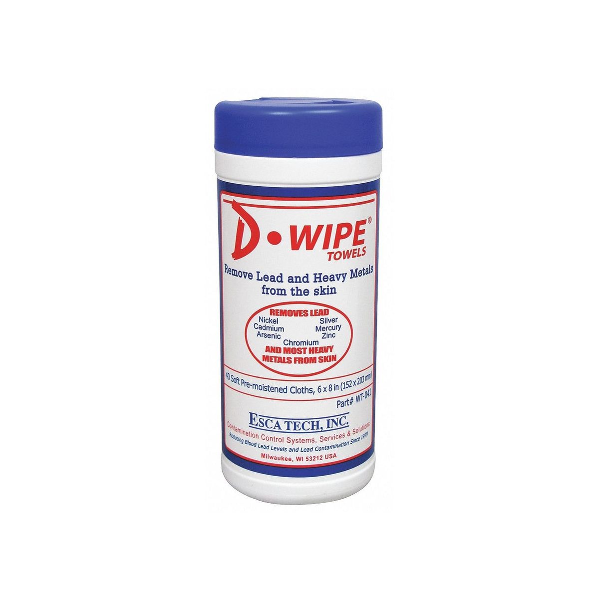 ESCA TECH INC D-Lead Lead Remover Wipes, 40 Count, Canister