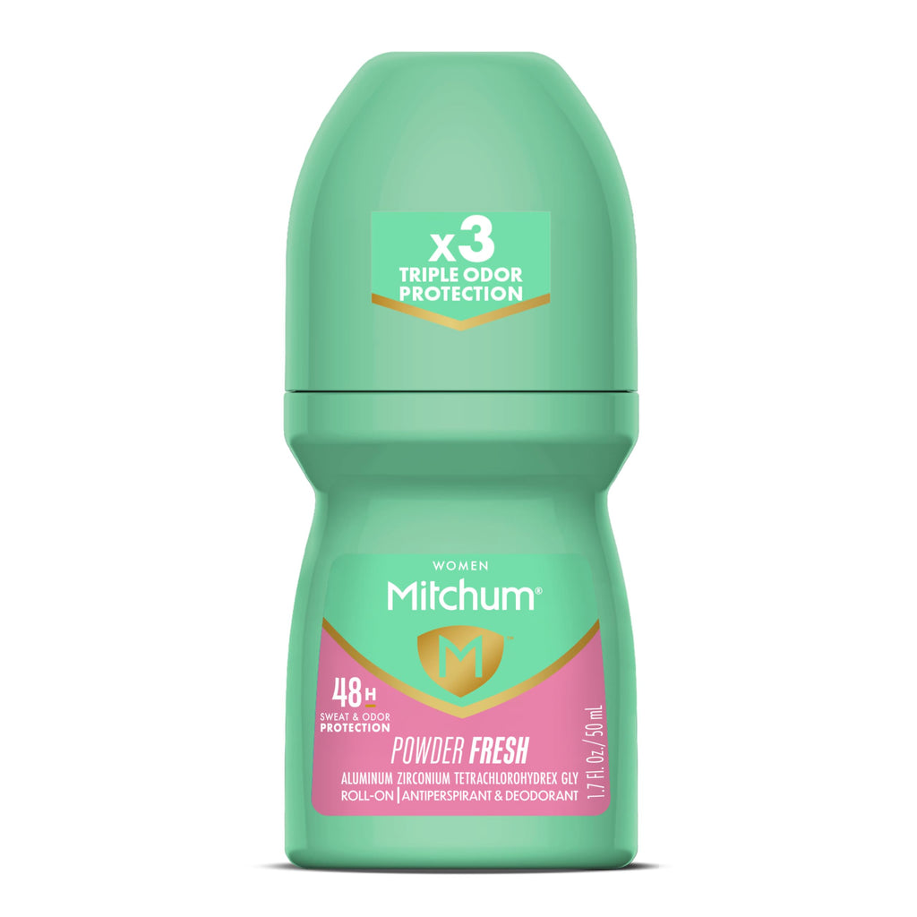 Mitchum Women's Antiperspirant Deodorant Roll-On, Powder Fresh, 1.7 oz | Antiperspirant & deodorant for women delivers 48HR sweat & odor protection & long-lasting freshness. Powder Fresh scent.