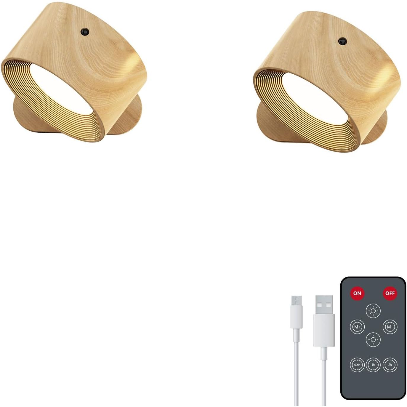 Buy now LED Wall Sconce, Wall Mounted Lamp with Rechargeable Battery Operated USB Port 3 Color Temperature & 3 Brightness Level 360°Rotate Magnetic Ball, Cordless Light for Reading Study Bedside Wood-B at indiglob india