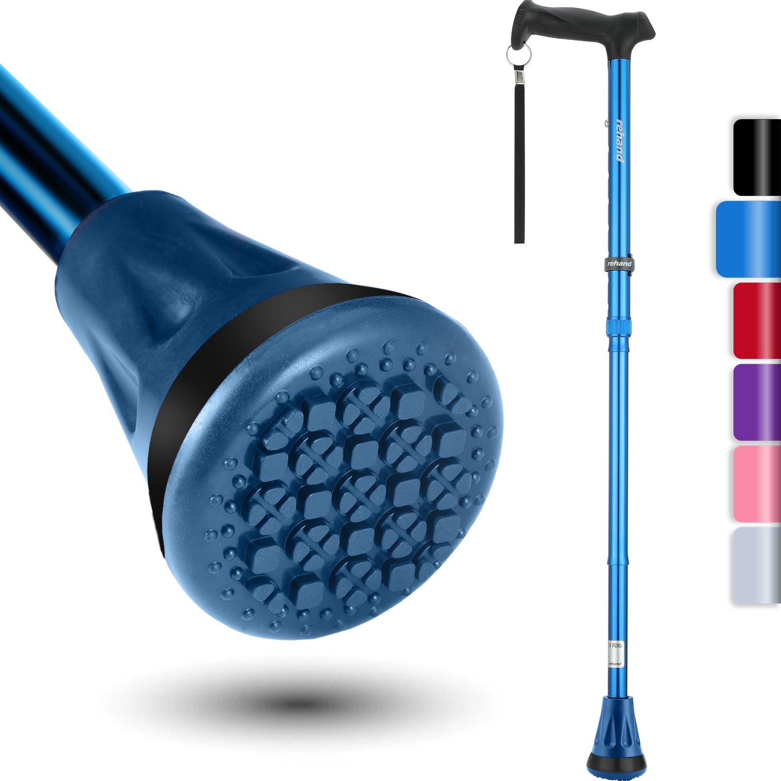 Buy now REHAND Walking Cane - Foldable, Adjustable, Collapsible Walking Canes for Men & Women, Heavy Duty All Terrain Tip, with Travel Bag | Walking Sticks for Seniors & Adults Ocean Blue at indiglob india