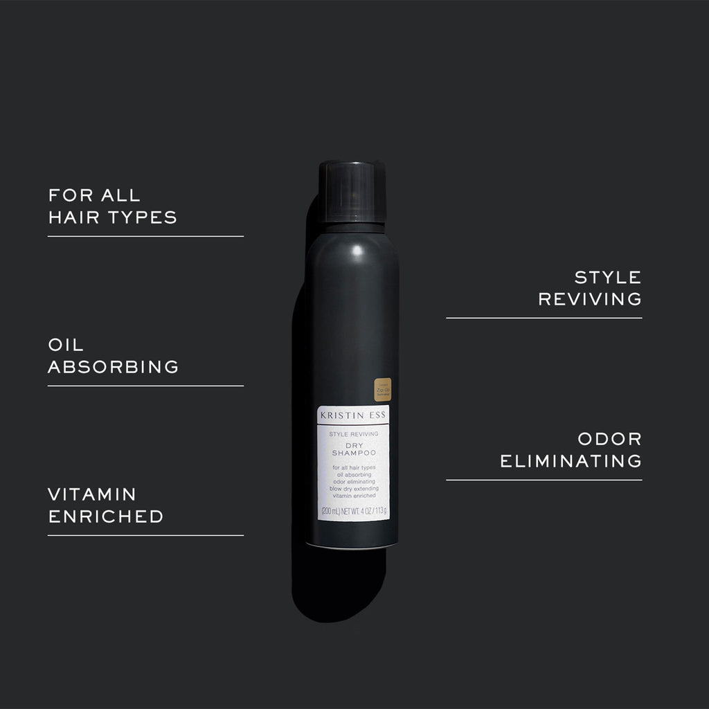 Kristin Ess Volumizing Vitamin C Dry Shampoo Spray for Oily Hair + Frizz - Oil Absorbing Style Extender with Minimal Residue - Powder Spray - Sulfate Free + Vegan + Color Safe - Fresh Pear Fragrance