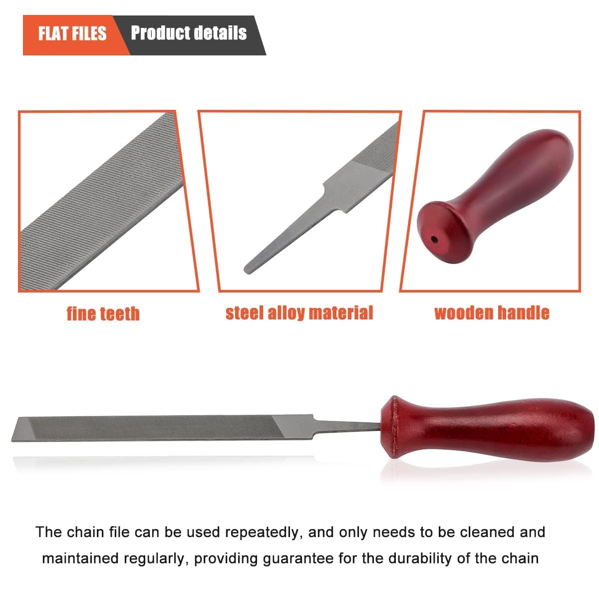 Hipa 12 Pack Chainsaw File, Chainsaw Sharpener Kit, 5/32", 3/16", 7/32", 1/8", 11/64", 13/64" Round Chainsaw Sharpening, 6 Inch Flat File,Depth Gauge,Quick Check Gauge, Chain Saw Sharpener