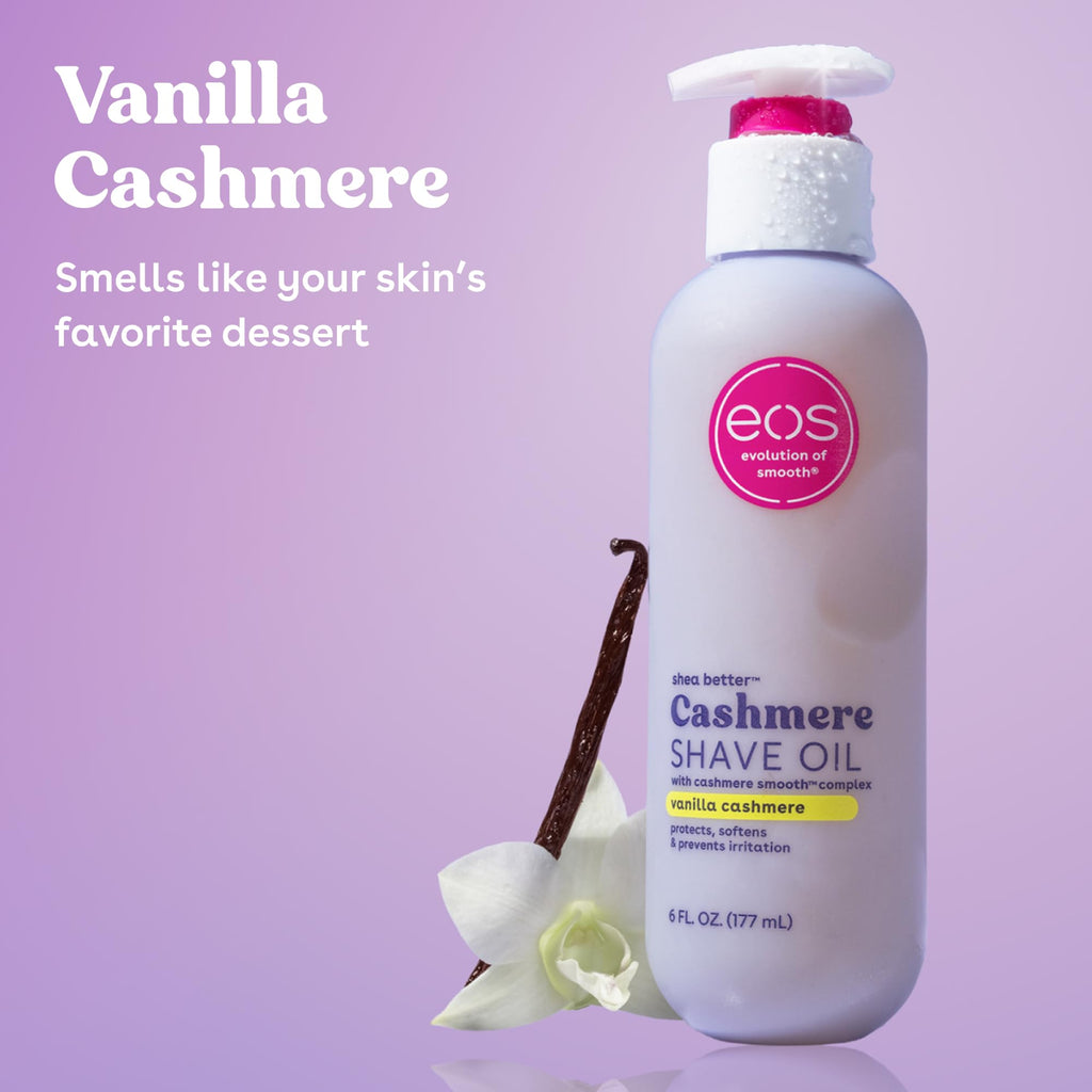 eos Cashmere Shave Oil – Vanilla Cashmere, Moisturizing Shave Oil, 6 oz