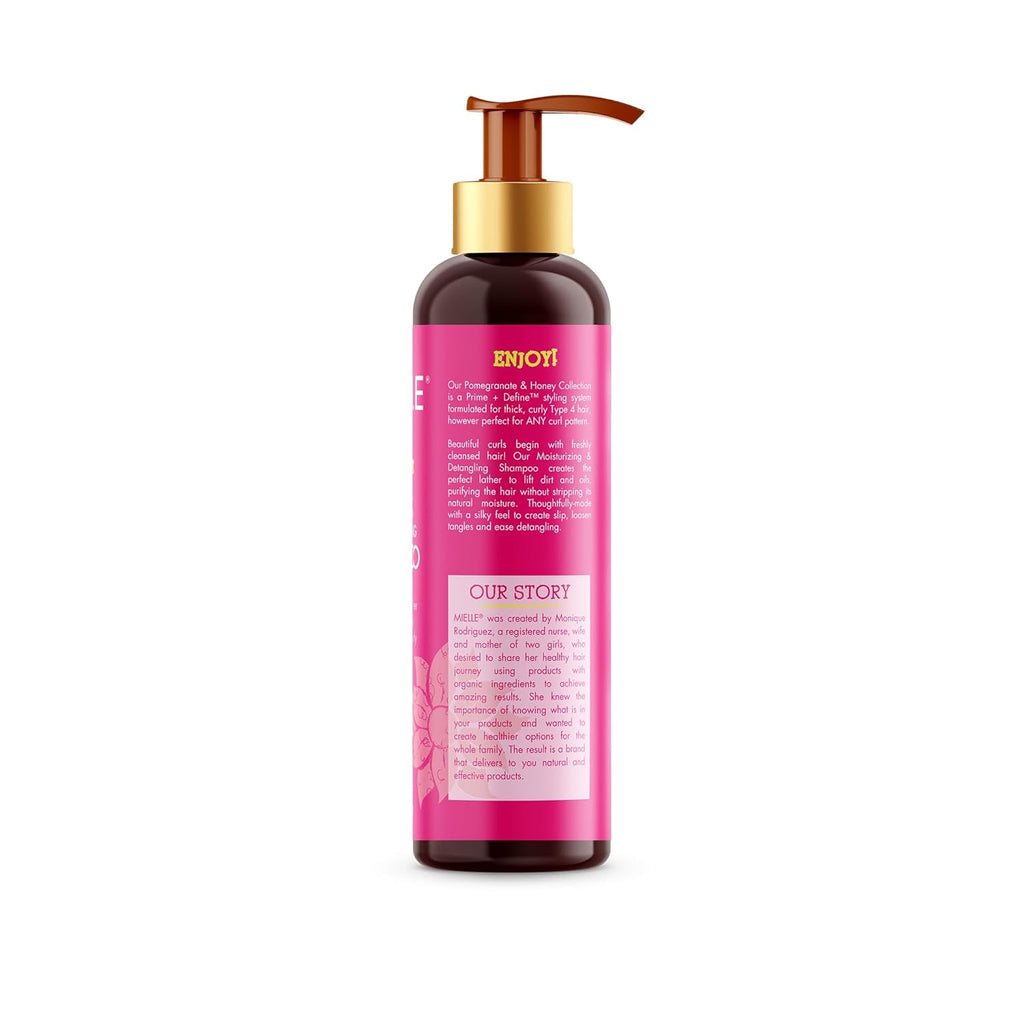Buy now Mielle Organics Pomegranate & Honey Detangling & Moisturizing Shampoo - Curly Hair Shampoo for Women - Enriched with Honey & Babassu Oil to Lift Dirt, Loosen Tangles & Retain Moisture (12 Fl Oz) at indiglob india