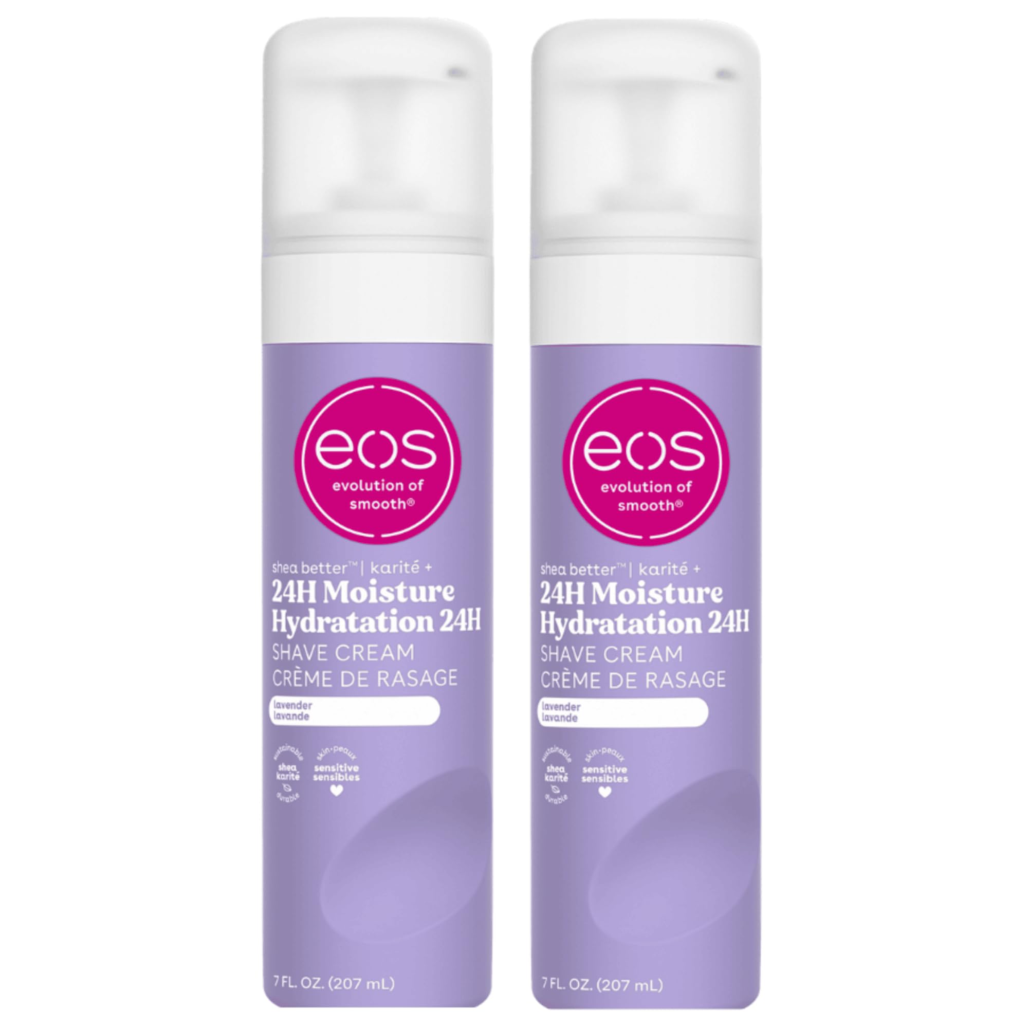 eos Shea Better Shave Cream- Lavender, Shea Butter, Aloe Vera, Moisturizing, Shaving Cream for Women, eos Shave Cream, 7 fl oz, 2-Pack