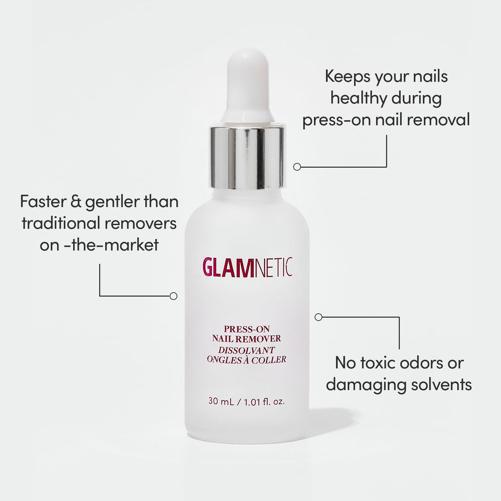 Glamnetic Press On Nail Remover Serum - Odorless | 30ml | Gentle remover serum for fake nails. No acetone, odorless formula. Safe, gentle removal for press-on nails